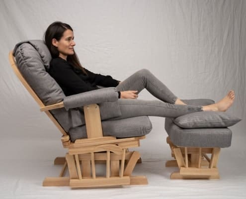 4Relaxer Sessel, Glider Sessel ,Schwingsessel, Schaukelsessel mit Hocker, Relax Sessel Holz, Fernsehsessel TV, Stillsessel, Schwingstuhl, Schaukelstuhl mit Hocker, Stillstuhl,